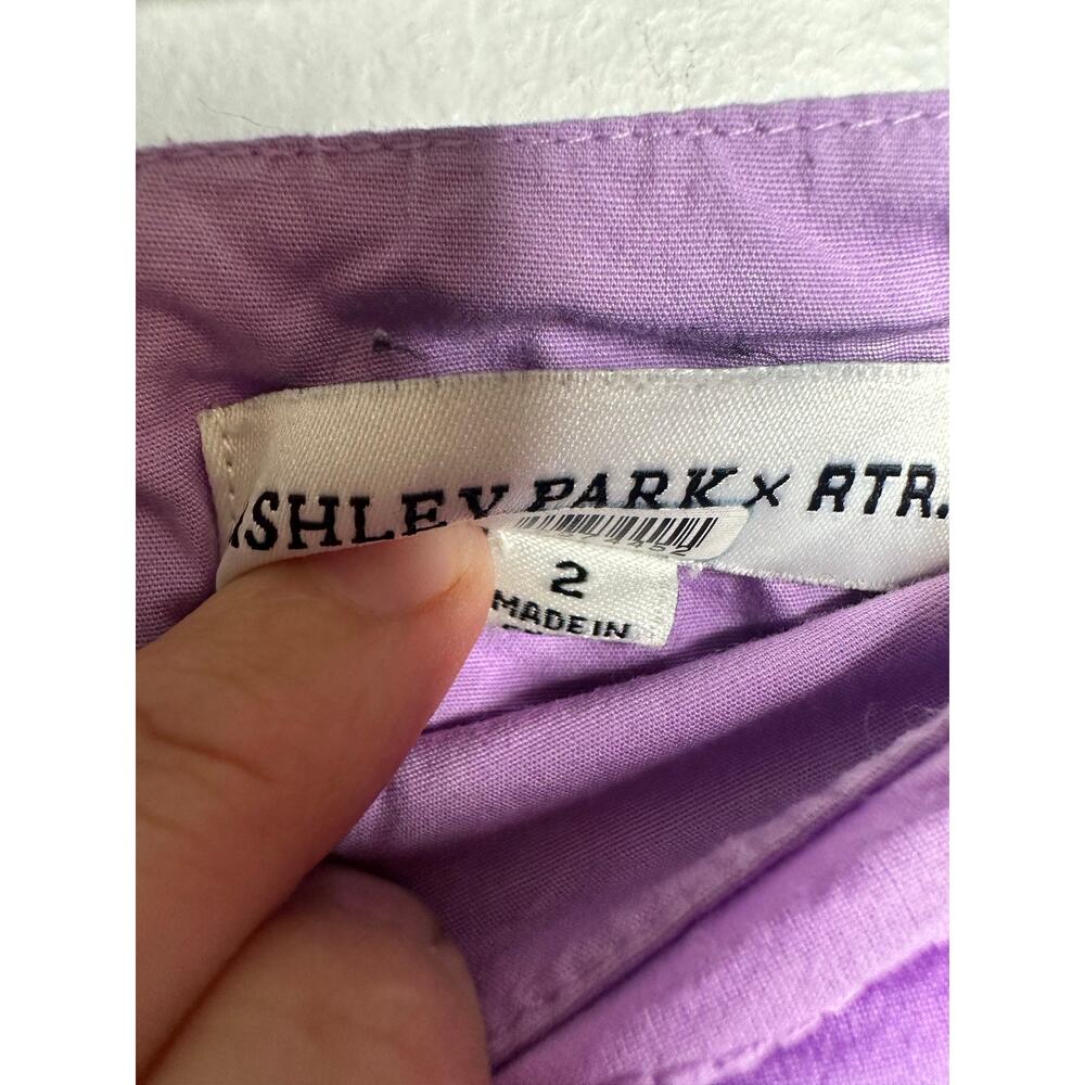 ASHLEY PARKER x RTR Women's Purple 100% Cotton Eyelet Wrap Mini Skirt Size 2 - Picture 7 of 14